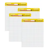 Post-it® Super Sticky Easel Pads, 25"" x 30"", 4 Pads, 30 Sheets/Pad, School Supplies for Classrooms, Blue Grid, White