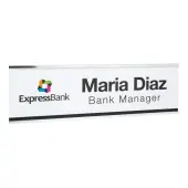 Custom Full Color Plastic Wall Signs With Slide-in Metal Flush Wall Mount, 3"" x 10""