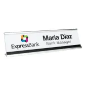 Custom Printed Full Color Plastic Desk Signs With Slide-in Metal Holder, 2"" x 8""