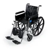 Medline 2000 Extra-Wide Folding Wheelchair, With Elevating Leg Rest And Removable Full-Length Arms, 32""H x 16 1/2""W x 37 1/2""D, Black/Silver