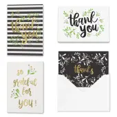 All Occasion Thank You ""Golden Gratefulness"" Greeting Card Assortment With Blank Envelopes, 4-7/8"" x 3-1/2"", Pack of 24