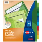 Avery® Big Tab™ Insertable Plastic Dividers, Double Pocket, Multicolor, 8-Tab