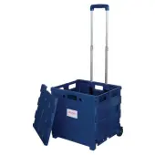 Office Depot® Brand Mobile Folding Cart With Lid, 16""H x 18""W x 15""D, Blue