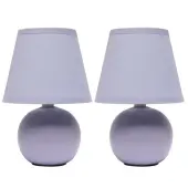 Simple Designs  Mini Ceramic Globe Table Lamp, 8.66""H, Purple, 2pk