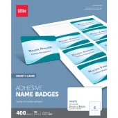 Office Depot® Brand Adhesive Name Badges, 2-1/3"" x 3-3/8"", White, Pack Of 400