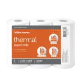 Office Depot® Brand Thermal Paper Rolls, 2-1/4"" x 165', White, Pack Of 6