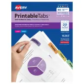 Avery® Printable Self-Adhesive Tabs, Multicolor, Pack Of 80
