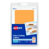 Avery® Self-Adhesive Removable Print Or Write Color Coding Labels, 5477, Rectangle, 1"" x 3"", Neon Orange, Pack Of 200