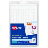 Avery® Removable Multipurpose Labels, 5412, 5/16"" x 1/2"", White, Pack Of 1,100