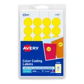 Avery® Removable Color-Coding Labels, 5462, Round, 3/4"" Diameter, Yellow, Pack Of 1,008