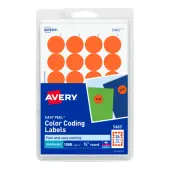 Avery® Removable Color-Coding Labels, 5465, Round, 3/4"" Diameter, Orange, Pack Of 1,008
