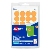Avery® Removable Round Color-Coding Labels, 5471, 3/4"" Diameter, Orange Neon, Pack Of 1,008
