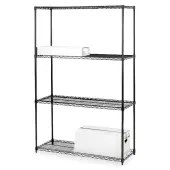 Lorell® Industrial Wire Shelving Starter Unit, 36""W x 18""D, Black