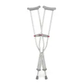 Medline Red Dot Aluminum Crutches, Fits Users 5'10"" - 6'6"", Stainless Steel, Pack Of 8 Pairs