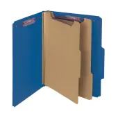 Smead® Classification Folders, Pressboard With SafeSHIELD® Fasteners, 2 Dividers, 2"" Expansion, Letter Size, Dark Blue, Box Of 10