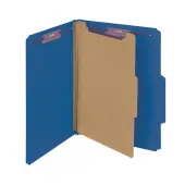 Smead® Classification Folders, Pressboard With SafeSHIELD® Fasteners, 1 Divider, 2"" Expansion, Letter Size, 100% Recycled, Dark Blue, Box Of 10