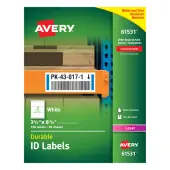 Avery® Permanent Durable ID Labels With TrueBlock®, 61531, Rectangle, 3-1/4"" x 8-3/8"", White, Pack Of 150