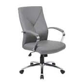 Boss Office Products Ergonomic High-Back Chair, Gray/Chrome/Gray