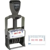 ClassiX by Xstamper Heavy-duty RECEIVED Self-Ink Dater - Message/Date Stamp - RECEIVED - Red, Blue - Metal, Plastic Metal - 1 Each
