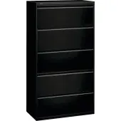 HON® 36""W x 19-1/4""D Lateral 5-Drawer File Cabinet With Lock, Black