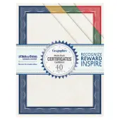 Geographics Traditional Awards Certificates - 60 lb Basis Weight - 8.5""x 11"" - Inkjet Compatible - White with Multicolor Border - Card Stock - 40/Pack