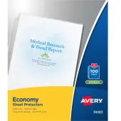 Avery® Economy Weight Sheet Protectors, 8 1/2"" x 11"", Top Loading, Semi-Clear, Pack Of 100