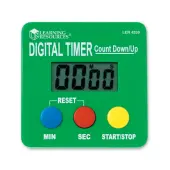 Learning Resources Digital Timer Countdown/Up, 2 3/4"" x 2/3/4"", Assorted Colors, Pack Of 2