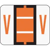 Smead® BCCR Bar-Style Permanent Alphabetical Labels, V, Dark Orange, Roll Of 500
