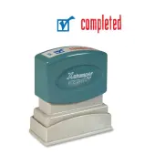 Xstamper® Pre-Inked, Re-Inkable Two-Color Title Stamp, ""Completed""