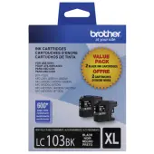 Brother® LC103 Black High-Yield Ink Cartridges, Pack Of 2, LC1032PKS