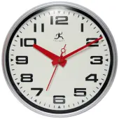 Infinity Instruments Round Wall Clock, 15"", Silver/White
