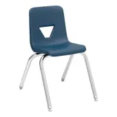 Lorell® Classroom Student Stack Chairs, 16""H Seat, Navy/Silver, Set Of 4