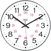 Infinity Instruments Round Wall Clock, 12"", Black/White/Red