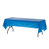 Tablemate Plastic Table Covers, 54"" x 108"", Blue, Pack Of 6