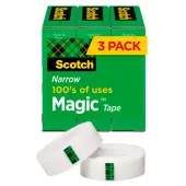 Scotch® Magic™ Tape, Invisible, 3 Tape Rolls, 1/2 in x 1296 in, Home Office Supplies and School Supplies for College and Classrooms