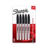 Sharpie® Fine Point Permanent Markers, Gray Barrel, Black Ink, Pack Of 5