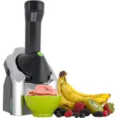 Edgecraft Yonanas Classic Vegan Non-Dairy Frozen Fruit Soft Serve Dessert Maker, 6-3/16"" x 13-13/16"" x 7-9/16"", Silver