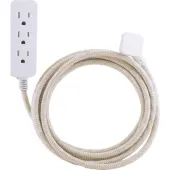 Cordinate 3 Outlet Extension Cord with Surge Protection, 10' Braided Cord, Brown/White, 37916