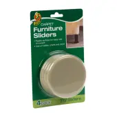 Duck® Plastic Carpet Furniture Sliders, 3 1/2"", Brown, Set Of 4