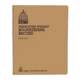 Dome Bookkeeping Record Book - 128 Sheet(s) - Wire Bound - 8.75"" x 11.25"" Sheet Size - White Sheet(s) - Beige Cover - Recycled - 1 Each
