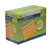 Nobility 9"" x 12"" Manila Envelopes, Gummed Seal, Brown Kraft, Pack Of 250