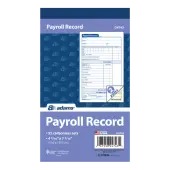 Adams® Carbonless Employee Payroll Record Book, 2-Part, 4 3/16"" x 7 3/16"", White/Canary, 55 Page Sets