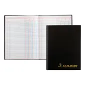 Adams® 3-Column Account Book, 9 1/4"" x 7"", Black