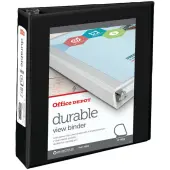 Office Depot® Brand Durable View Slant-Ring 3-Ring Binder, 2"" Slant Rings, Black