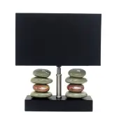 Elegant Designs Rectangular Dual Stacked Stone Ceramic Table Lamp, 14""H, Black Shade