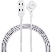 Cordinate Braided 3-Outlet Indoor Extension Cord, 8', Gray/White, 39980-T1