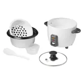 Starfrit® 3-Cups Uncooked/6-Cups Cooked 300-Watt Electric Rice Cooker with Ceramic Coating, White