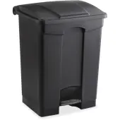 Safco Plastic Step-on Receptable, 17 gal Capacity, Rectangular, 26.3""H x 19.8""W x 16.3""D, Plastic, Black