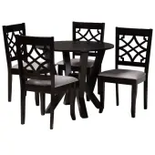 Baxton Studio Alisa Dining Set, 29-15/16""H x 35-7/16""W x 35-7/16""D, Gray/Dark Brown