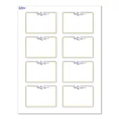 Avery® Adhesive Name Badges, S00-EXY-PRFNB10, Rectangle, 2-1/3"" x 3-3/8"", Matte White, Preprinted Gold & Navy Border with Florals Design, Pack Of 80